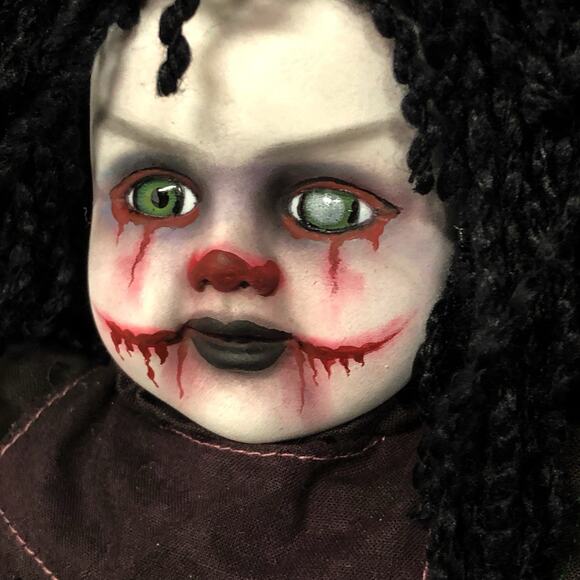 OOAK Creepy Odd 14” Raggedy Annie Clown Gothic Doll Halloween Horror Art Doll - Picture 1 of 10